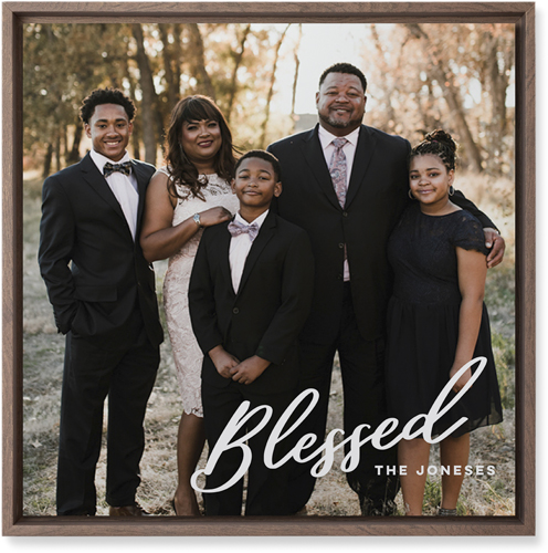 Blessed Letters Wall Art, Walnut, Single piece, Mounted, 16x16, White, white