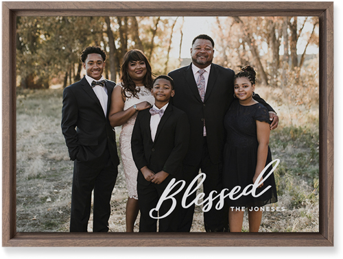 Blessed Letters Wall Art, Walnut, Single piece, Mounted, 10x14, White