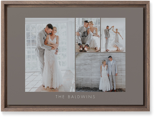 Four Corners Wall Art, Walnut, Single piece, Mounted, 10x14, Gray, ash