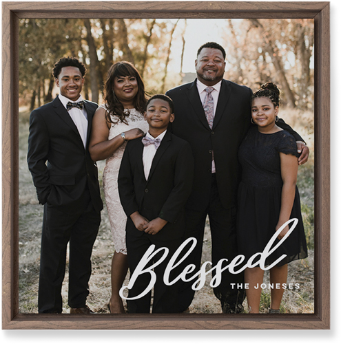 Blessed Letters Wall Art, Walnut, Single piece, Mounted, 12x12, White, white