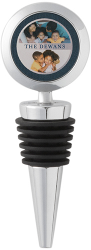 Circle Border Wine Stopper, Blue, navy