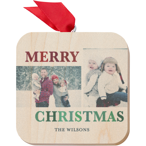 Pure Sentiment Wooden Ornament, Green, Square