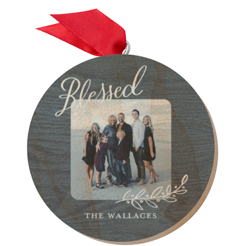 Blessed Foliage Wooden Ornament, White, Circle