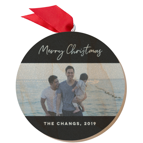 Christmas Script Border Wooden Ornament, Black, Circle