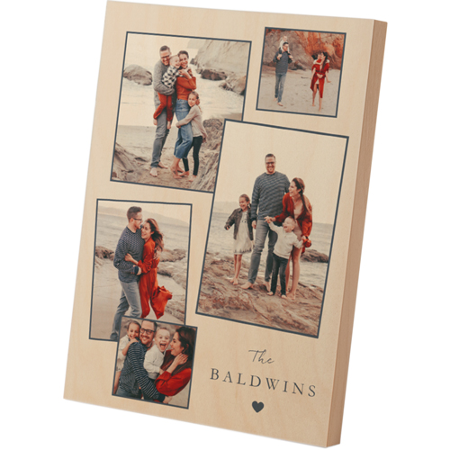 Tilted Family Snapshots Wooden Plaque, 5x7, Gray