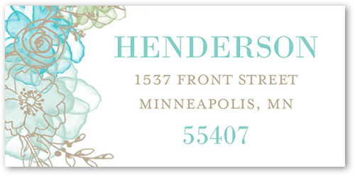 Floral Fringe Address Label, Blue, Address Label, Matte