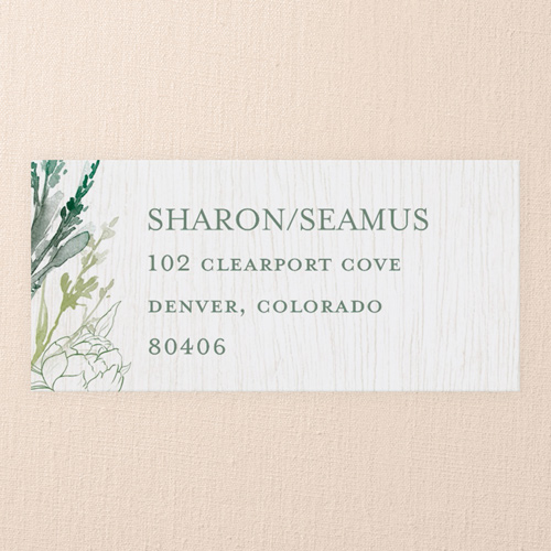 Etched Floral Address Label, Green, Address Label, Matte, Rosemary