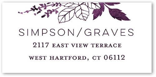 Garland Initials Address Label, Purple, Address Label, Matte