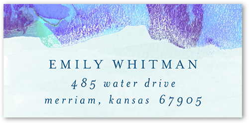 Watercolors And Showers Address Label, Blue, Address Label, Matte