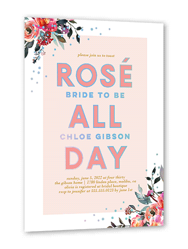 All Day Bridal Shower Invitation, Pink, Iridescent Foil, 5x7, Matte, Personalized Foil Cardstock, Square