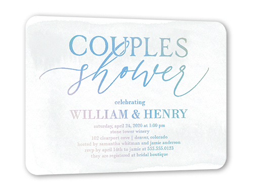 Bright Couple Bridal Shower Invitation, Iridescent Foil, Blue, 5x7, Matte, Personalized Foil Cardstock, Rounded