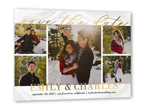 Lettered Gallery Save The Date, Gold Foil, White, 5x7, Matte, Personalized Foil Cardstock, Square, White