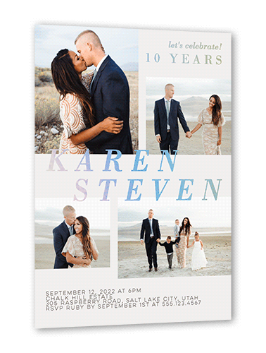 Honor the Years Wedding Anniversary Invitation, Grey, Iridescent Foil, 5x7, Matte, Personalized Foil Cardstock, Square