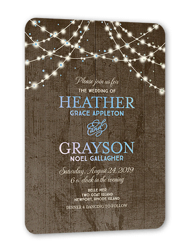 Glowing Celebration Wedding Invitation, Iridescent Foil, Brown, 5x7, Matte, Personalized Foil Cardstock, Rounded, Volcano