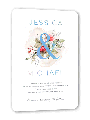 Lustrous Ampersand Wedding Invitation, Iridescent Foil, Red, 5x7, Matte, Personalized Foil Cardstock, Rounded, Bright Red