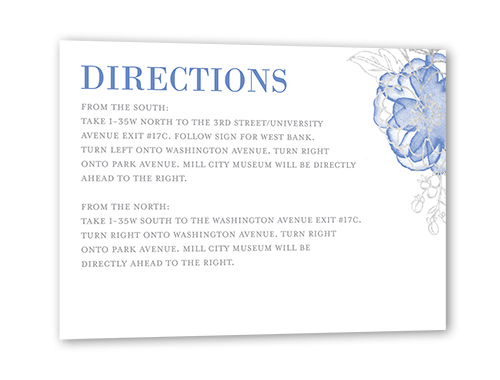 Floral Fringe Wedding Enclosure Card, Blue, Silver Foil, Matte, Pearl Shimmer Cardstock, Square, Hydrangea