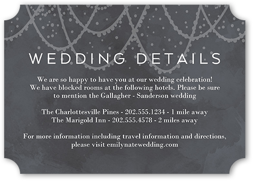 Draping Lights Wedding Enclosure Card, Gray, Pearl Shimmer Cardstock, Ticket