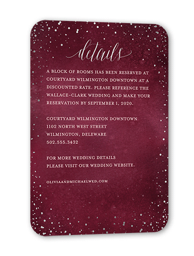Resplendent Night Wedding Enclosure Card, Purple, Silver Foil, Signature Smooth Cardstock, Rounded