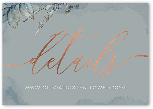 Gleaming Garden Wedding Enclosure Card, Grey, Rose Gold Foil, Matte, Signature Smooth Cardstock, Square, Ore