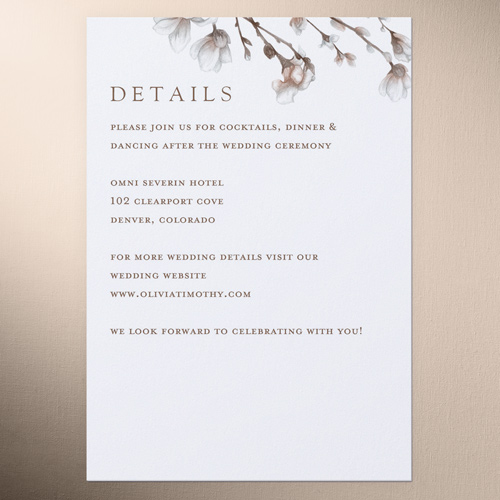 Blossoms of Love Wedding Enclosure Card, Black, Matte, Pearl Shimmer Cardstock, Square