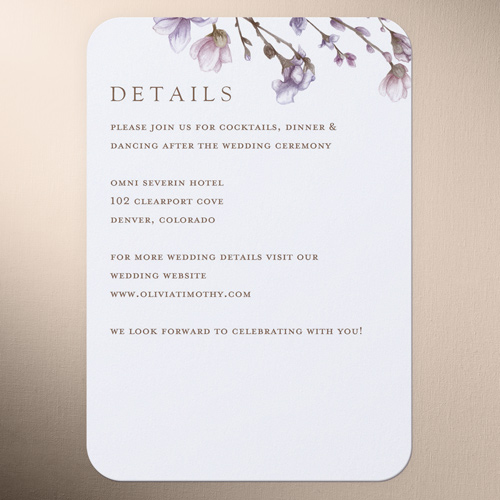 Blossoms of Love Wedding Enclosure Card, Purple, Signature Smooth Cardstock, Rounded