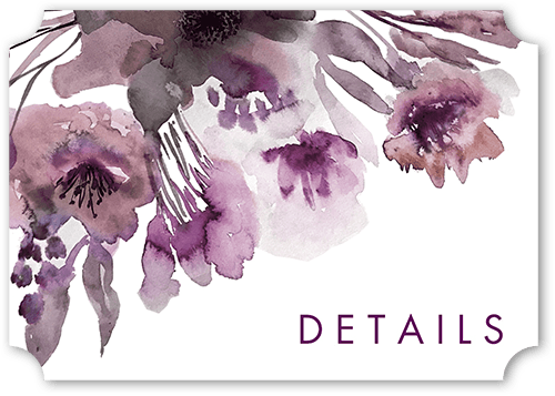 Abstract Bouquet Wedding Enclosure Card, Purple, Pearl Shimmer Cardstock, Ticket