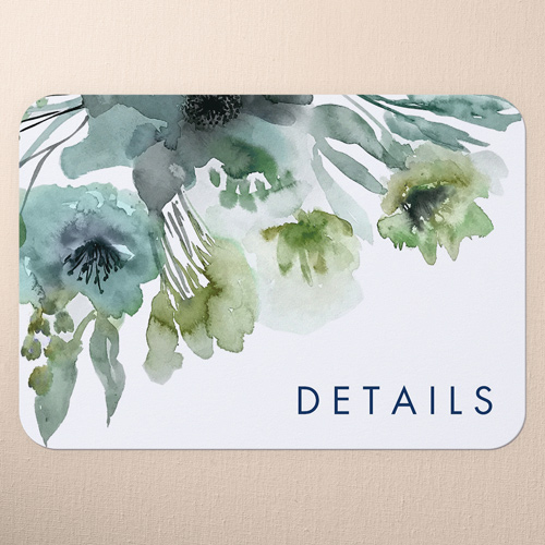 Abstract Bouquet Wedding Enclosure Card, Blue, Pearl Shimmer Cardstock, Rounded