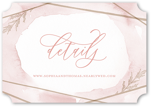 Etched Floral Wedding Enclosure Card, Pink, Pearl Shimmer Cardstock, Ticket