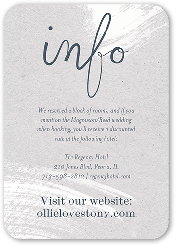 Contemporary Brush Wedding Enclosure Card, Grey, Pearl Shimmer Cardstock, Rounded, Fog