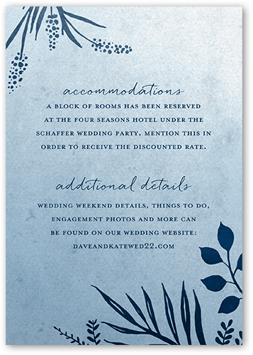 Tropic Fauna Wedding Enclosure Card, Blue, Matte, Signature Smooth Cardstock, Square, Stormy Blue