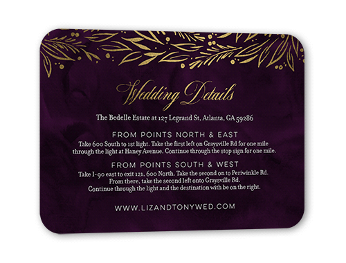 So Lovely Wedding Enclosure Card, Gold Foil, Purple, Pearl Shimmer Cardstock, Rounded