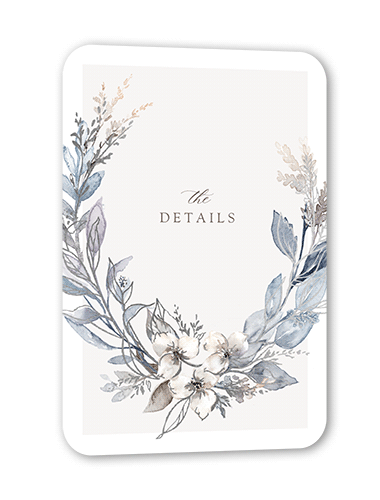 Watercolor Divide Wedding Enclosure Card, Silver Foil, Blue, Pearl Shimmer Cardstock, Rounded, Moonstruck