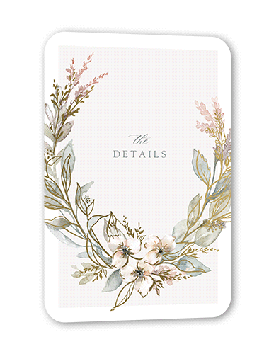 Watercolor Divide Wedding Enclosure Card, Gold Foil, Green, Pearl Shimmer Cardstock, Rounded, Sea Breeze