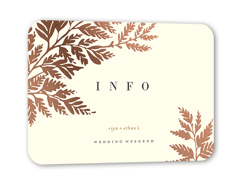 Luminous Branches Wedding Enclosure Card, Beige, Rose Gold Foil, Pearl Shimmer Cardstock, Rounded