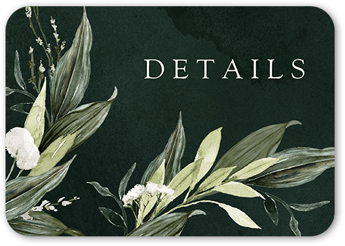 Forever Greenery Wedding Enclosure Card, Green, 100% Recycled Cardstock , Rounded, Dark Green