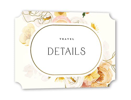 Warm Floral Wedding Enclosure Card, Orange, Gold Foil, Pearl Shimmer Cardstock, Ticket