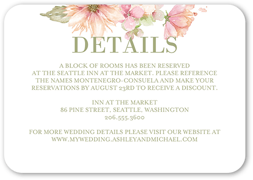 Watercolor Bouquet Wedding Enclosure Card, Beige, 100% Recycled Cardstock , Rounded, Fresco Cream