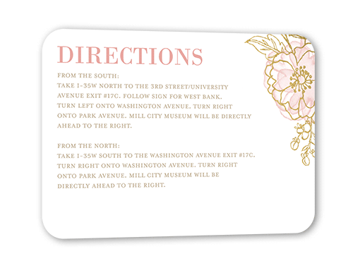 Floral Fringe Wedding Enclosure Card, Pink, Gold Foil, Signature Smooth Cardstock, Rounded, Taffy