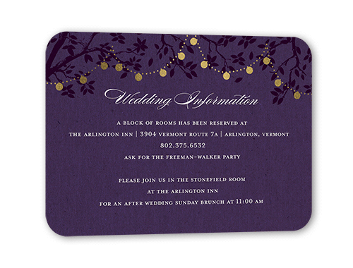 Enlightened Evening Wedding Enclosure Card, Gold Foil, Purple, Signature Smooth Cardstock, Rounded