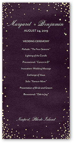 Elegant Sky Wedding Program, Purple, 4x8 Flat Program, Standard Smooth Cardstock, Square, Amethyst
