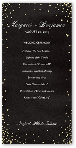 Elegant Sky Wedding Program, Black, 4x8 Flat Program, Standard Smooth Cardstock, Square, Black