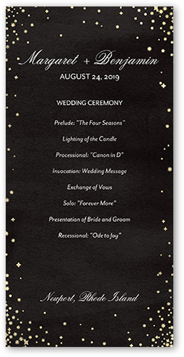 Elegant Sky Wedding Program, Black, 4x8 Flat Program, Matte, Signature Smooth Cardstock, Square