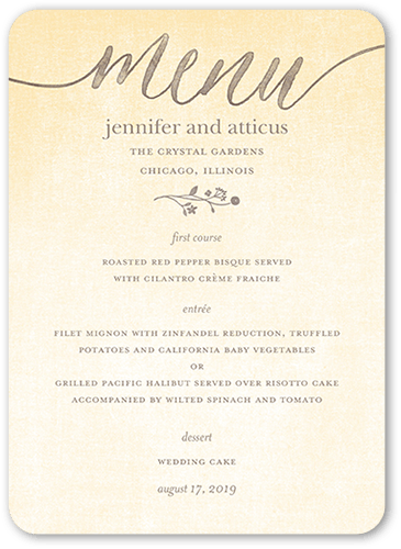 Delightful Blooms Wedding Menu, Brown, 5x7 Flat Menu, Matte, Signature Smooth Cardstock, Rounded, Maple