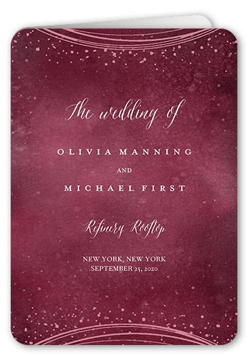 Resplendent Night Wedding Program, Purple, 5x7, Matte, Folded Smooth Cardstock, Rounded, House Red