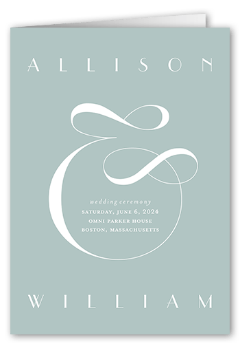 Nouveau Connection Wedding Program, Green, 5x7, Matte, Folded Smooth Cardstock, Square, Desert Green