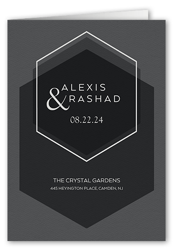 Modern Honeycomb Wedding Program, Grey, 5x7, Pearl Shimmer Cardstock, Square
