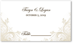 faded scroll wedding place card