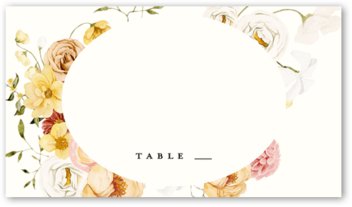 Warm Floral  Wedding Place Card, Beige, Placecard, Matte, Signature Smooth Cardstock