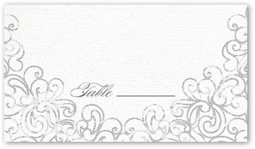Dazzling Lace Wedding Place Card, Grey, Placecard, Matte, Signature Smooth Cardstock