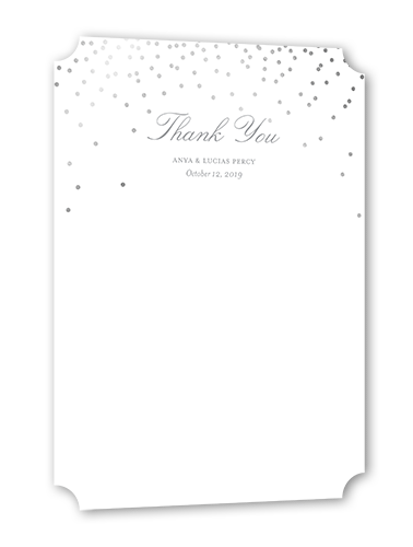 Diamond Sky Thank You Card, Grey, Silver Foil, 5x7 Flat, Pearl Shimmer Cardstock, Ticket